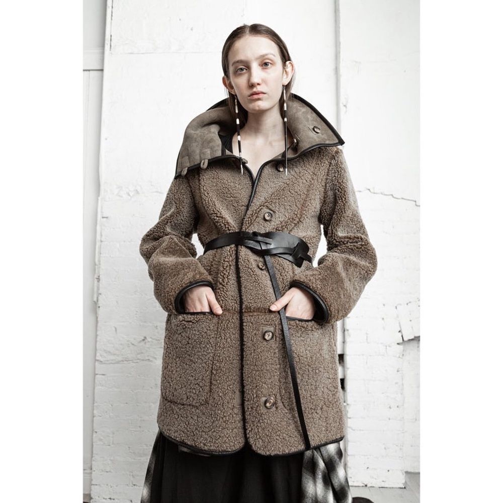 Free People x Nicholas K Alpine Reversible Sheepskin Shearling Leather Fur Coat